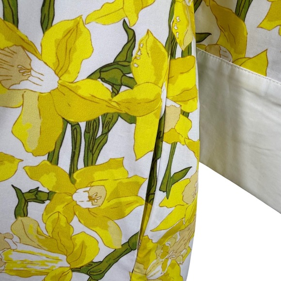 Katie Kime Yellow Daffodil Floral Tunic Dress White Contrast Trim Small Spring - Picture 11 of 14